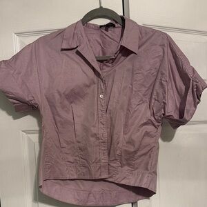 Theory Women's Purple Button-Up Cropped Shirt size P Xsmall